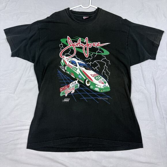 Vintage 1997 John Force Feel The Force Lightning XXL T Shirt Black NHRA Racing - Picture 2 of 8